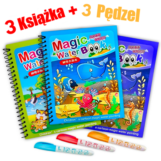 Zestaw 3 Magiczne Wielokrotnego Użytku Książeczki do Kolorowania Wodą